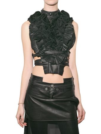 Givenchy Pleated Leather Bib Top - Lyst