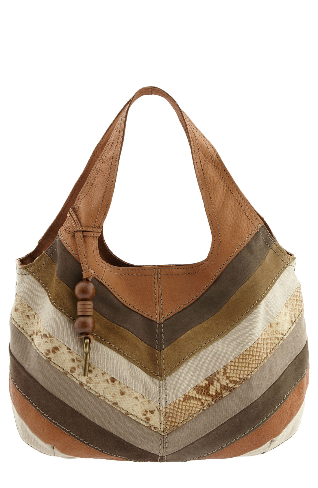 fossil ari chevron patch tote in brown neutral multi lyst fossil ari chevron patch tote in brown neutral multi lyst