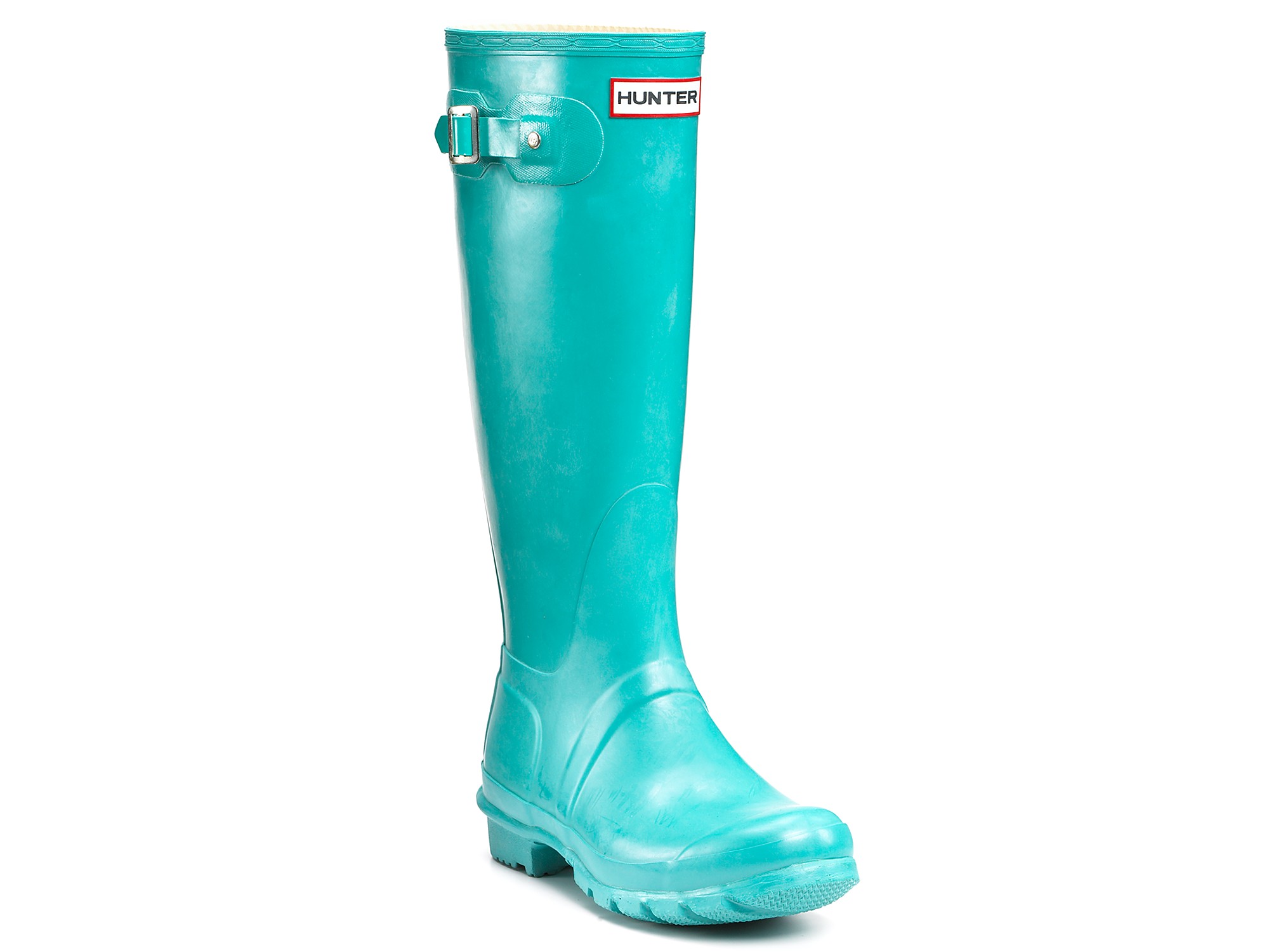 Hunter Womens Original Classic Glossy Rain Boots Turquoise in Blue