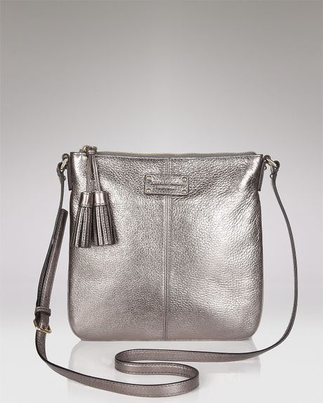 Kate Spade Macdougal Alley Melody Metallic Leather Crossbody Bag in Silver (Mercury) | Lyst