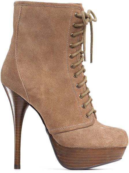 Steve Madden Clovurr Lace-up Booties in Brown (Taupe Suede) | Lyst