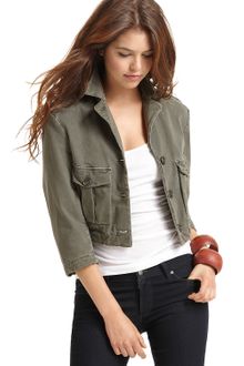 James Perse Cotton Cropped Military Jacket - Lyst