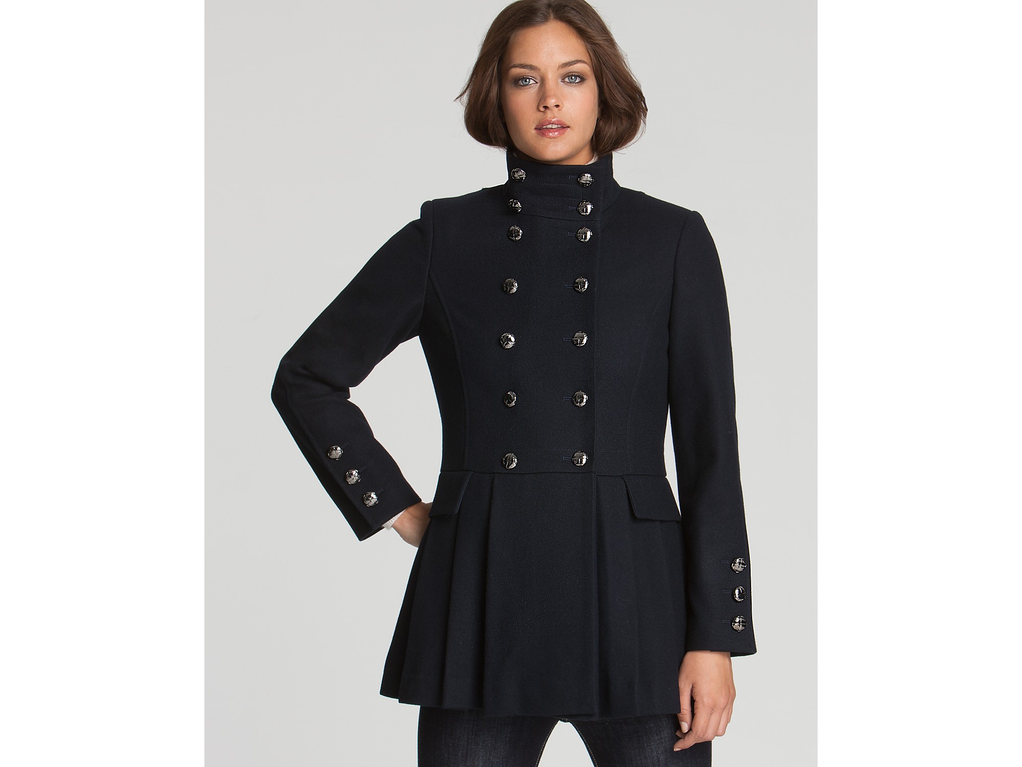 Calvin Klein Doublebreasted Military Coat in Black Lyst