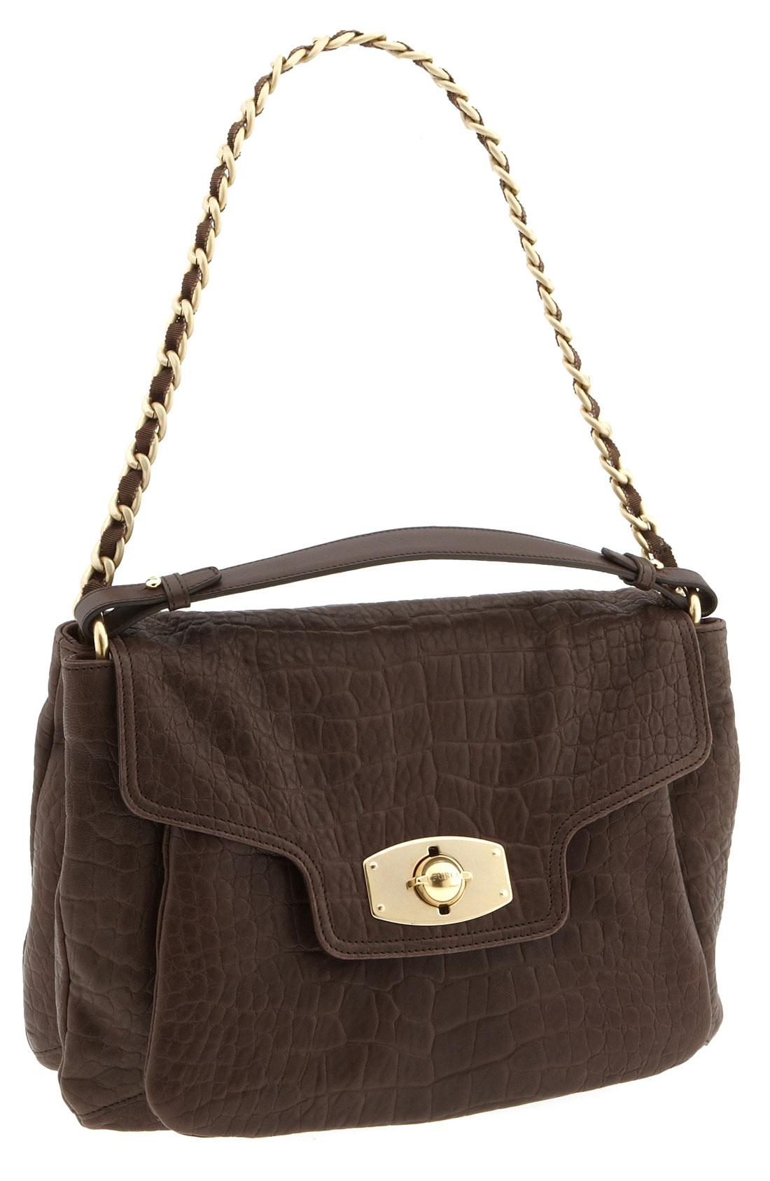 Furla Chain Strap Leather Shoulder Bag in Gray (clay (medium brown)) | Lyst