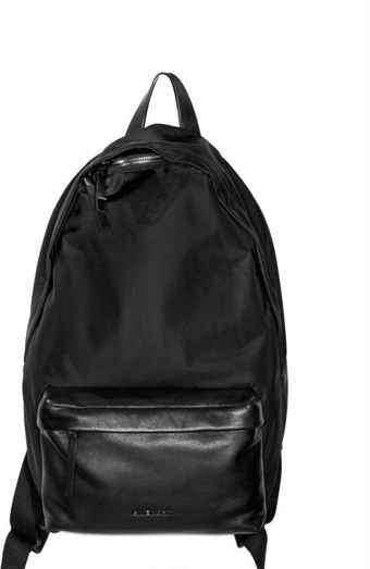  Studded Nylon and Leather Backpack 