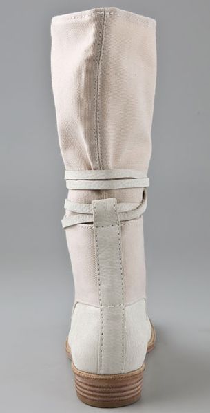 flat cream boots
