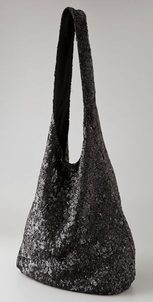 Alice + Olivia Sequin Hobo Bag in Silver (black) | Lyst