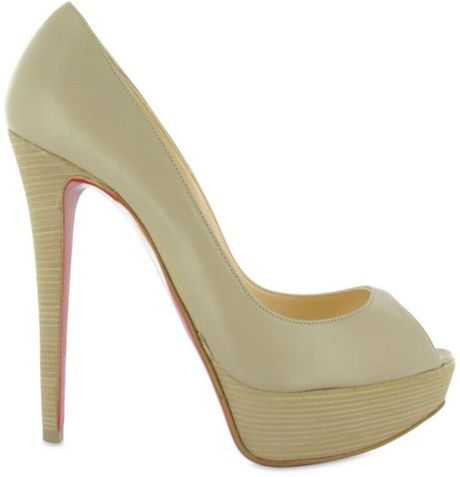 Christian Louboutin 140 Banana Calfskin Peep Toe Pumps in Green (beige) - Lyst