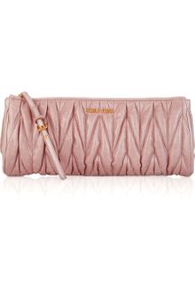 Miu Miu Matelassé Leather Zipper Clutch - Lyst