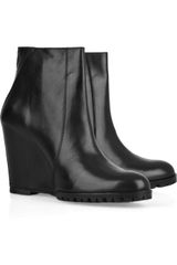 minimarket Leather Wedge Ankle Boots