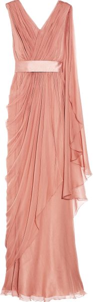 Alberta Ferretti Draped Silkchiffon Gown in Pink (rose) - Lyst