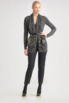 Oscar de la Renta Stretch Wool Flannel Pants - Lyst