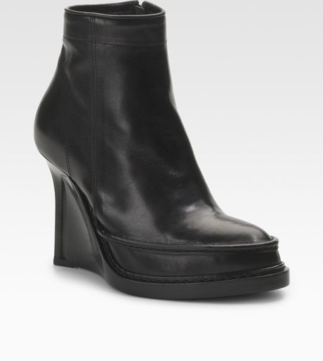 ann demeulemeester leather wedge ankle boots