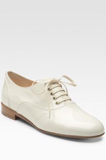 Christian Louboutin Patent Leather Lace-up Flats - Lyst