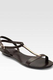 Ferragamo Dan T-strap Flat Sandals - Lyst