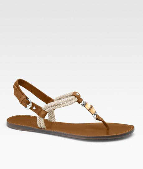 Gucci Maui Rope  Bamboo Sandals in Brown (TAN) | Lyst