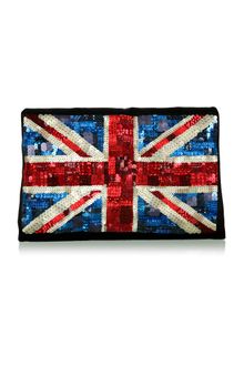 Lulu Guinness Red Embellished Union Jack Clutch - Lyst