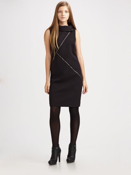 Michael Michael Kors Asymmetric Zipper Dress in Black