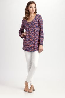 Tory Burch Printed Silk Blouse - Lyst