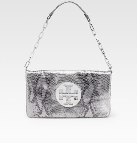 silver tory burch clutch