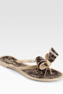 Valentino Lace-print Jelly Thong Sandals - Lyst
