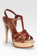 Yves Saint Laurent Tribute Cork Platform Sandals
