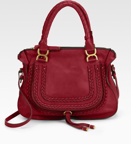 Chloé Marcie Medium Leather Top Handle Bag in Red (RUBY) - Lyst