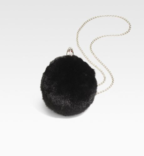 Christian Louboutin Eden Vision Fur Ball Clutch in Black - Lyst