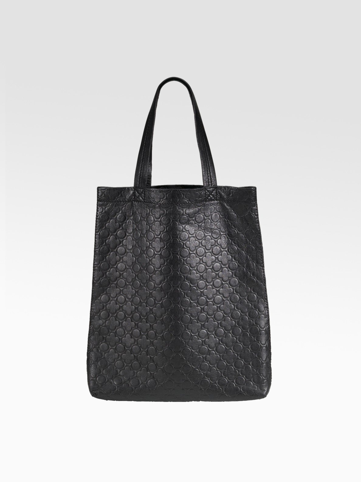 Comme Des Garçons Extra Large Clover Embossed Leather Tote in Black | Lyst