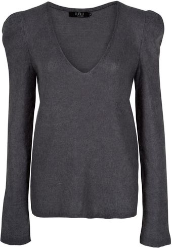 Lublu V-neck Puff Sleeve Jumper - Lyst