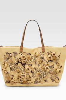 Valentino Glamorous Straw & Leather Tote - Lyst