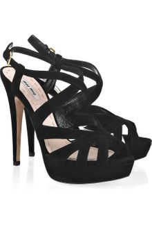 Miu Miu Multi-strap Suede Sandals - Lyst
