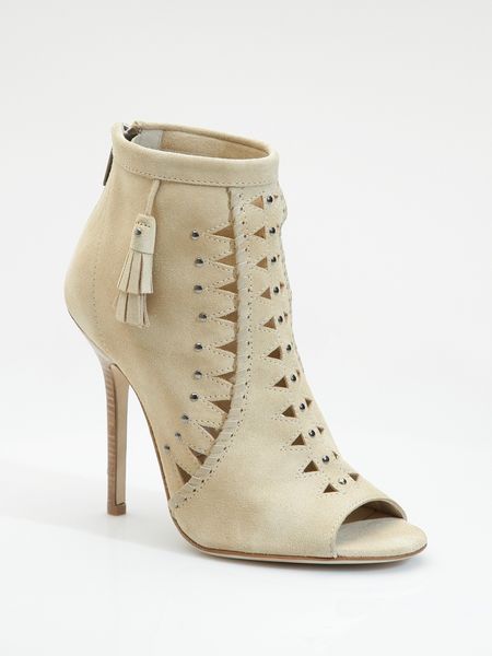 Jimmy Choo Cutout Suede Ankle Boots in Beige (SAND) - Lyst