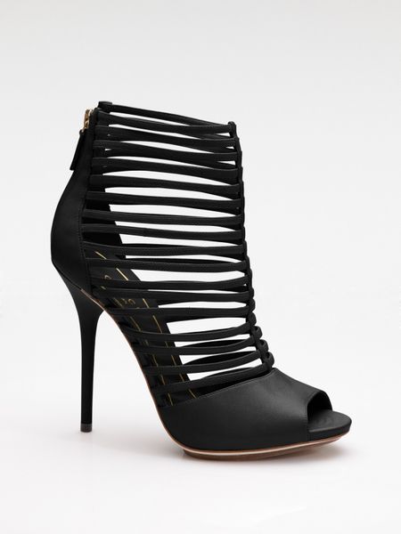 Gucci Inga Strappy Leather Ankle Boots in Black - Lyst