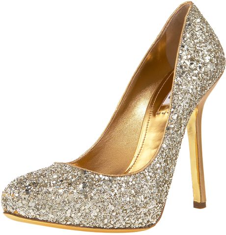 Miu Miu Glittered Pump in Silver (black) - Lyst