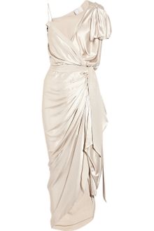 Lanvin Asymmetric Silk-satin Wrap Gown - Lyst