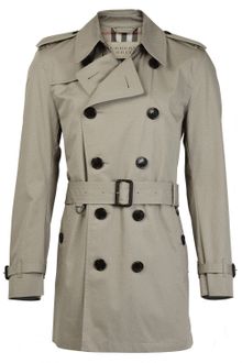 Burberry Taupe Short Cotton Trench Coat - Lyst