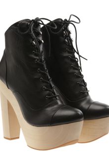 Chloë Sevigny For Opening Ceremony Mary Ellen Leather and Wooden Platform Boots - Lyst
