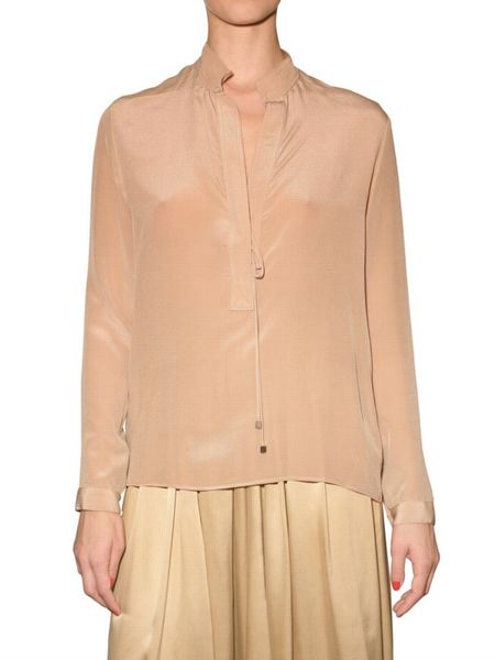 Pas Pour Toi Crepe Shirt in Beige - Lyst