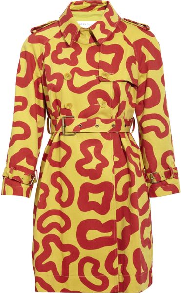 See By Chloé Printed Cotton Trench Coat in Yellow - Lyst