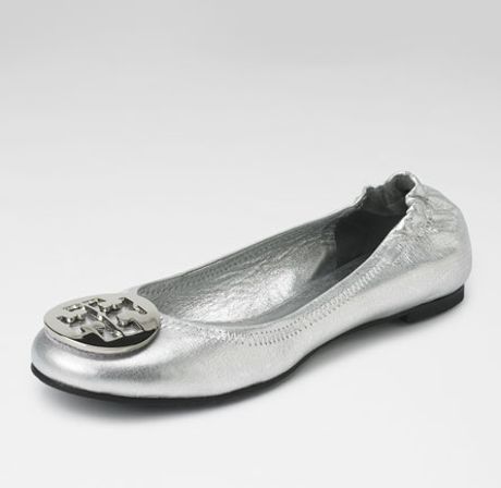 Tory Burch Metallic Reva Ballerina Flat in Silver - Lyst