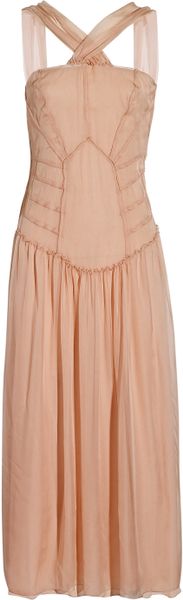 Alberta Ferretti Silkchiffon Bodice Dress in Orange - Lyst