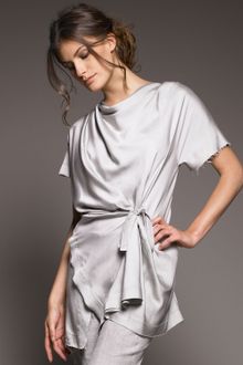 Donna Karan New York Tie-waist Silk Top - Lyst