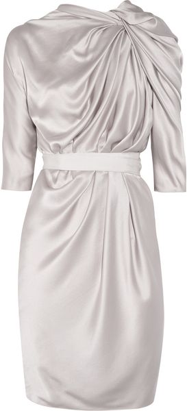 Lanvin Knot-front Silk-satin Dress - Lyst