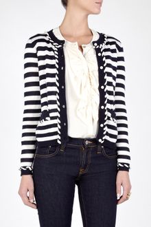 Milly Ecru Navy Boat House Stripe Cardigan - Lyst