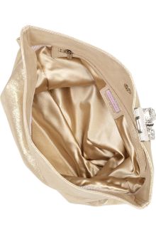Jimmy Choo Chandra Embellished Metallic Leather Clutch - Lyst