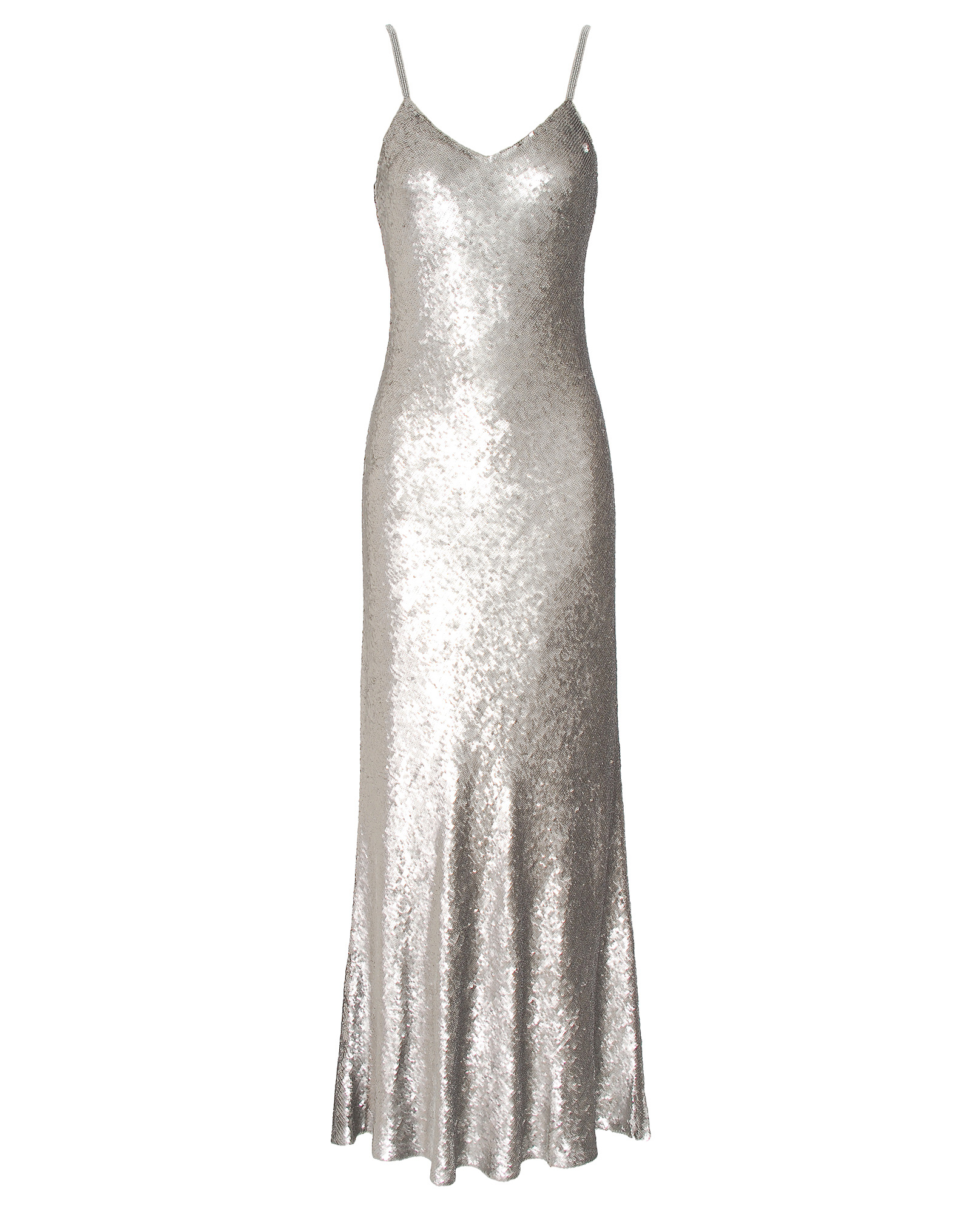 Ashish Long Sequin Dress In Silver Lyst 8627