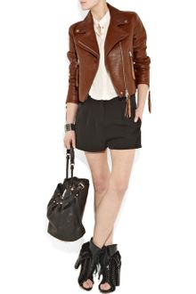 Acne Rita Textured Leather Biker Jacket - Lyst