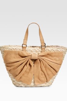 RED Valentino Bow-trimmed Straw Bucket Tote - Lyst