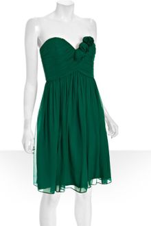Donna Morgan Emerald Pleated Chiffon Strapless Dress - Lyst